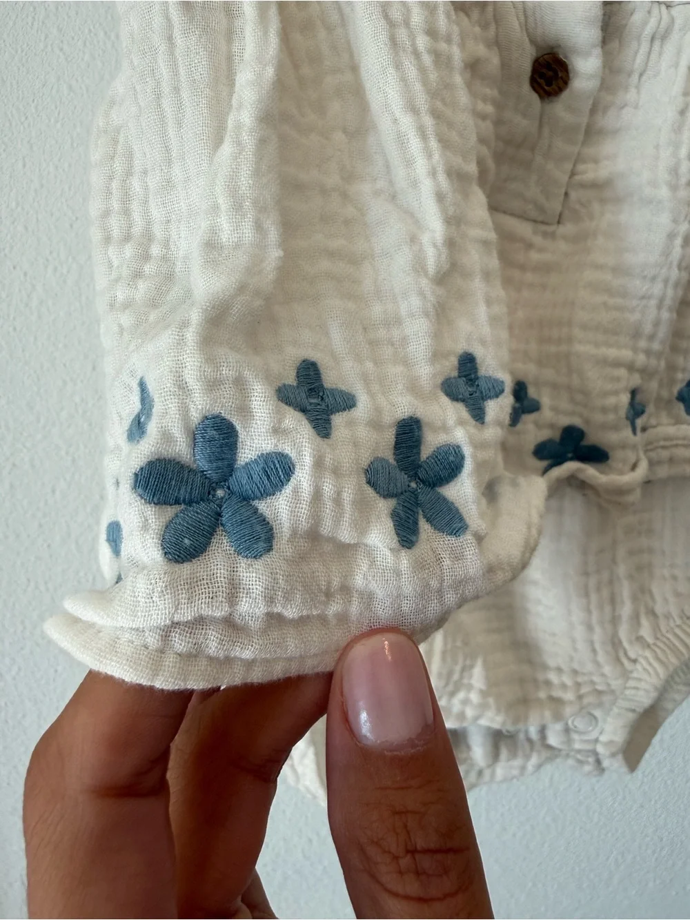 12M Baby Girl Cotton Embroidered Bubble Romper
